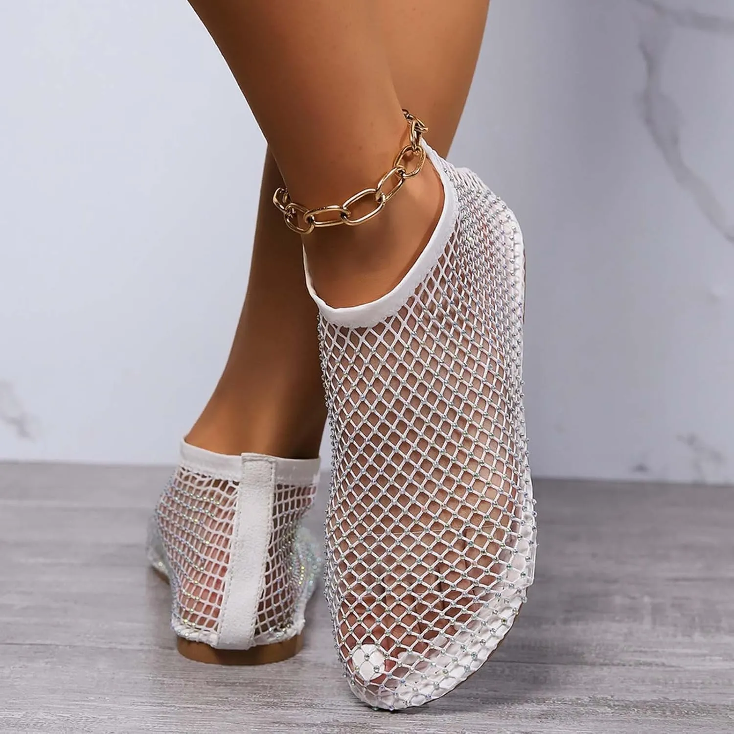 Mesh Flats for Women Comfortable Fishnet Summer Flats Slides Sandals Rhinestone Sandals for Women Dressy Boho Shoes Stiletto High Heel Casual Shoes Breathable