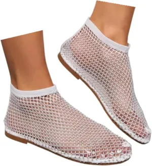Mesh Flats for Women Comfortable Fishnet Summer Flats Slides Sandals Rhinestone Sandals for Women Dressy Boho Shoes Stiletto High Heel Casual Shoes Breathable