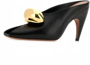 Metal Decoration Stiletto High Heeled Sandal for Women,Women's Solid Color Leather Peep Toe High Heeled Slip On Mules Sexy Simple Fashionable Comfortable Casual Pumps Summer Dressy Shoes