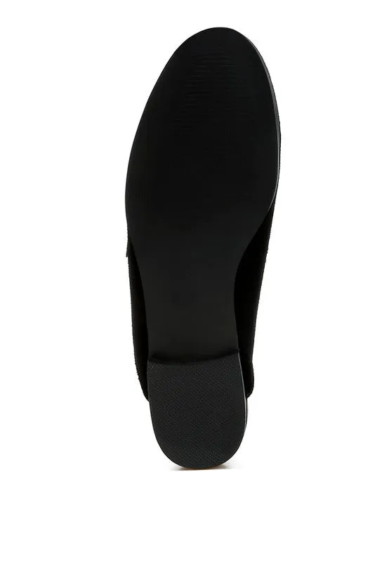 Metal-Stud Penny Strap Mules
