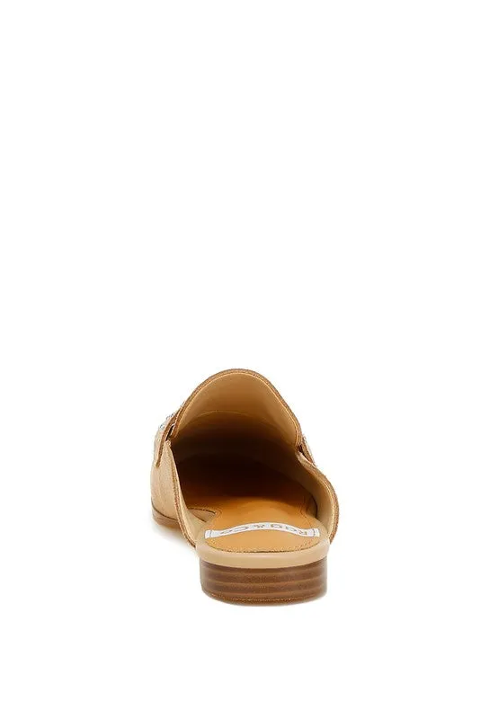 Metal-Stud Penny Strap Mules