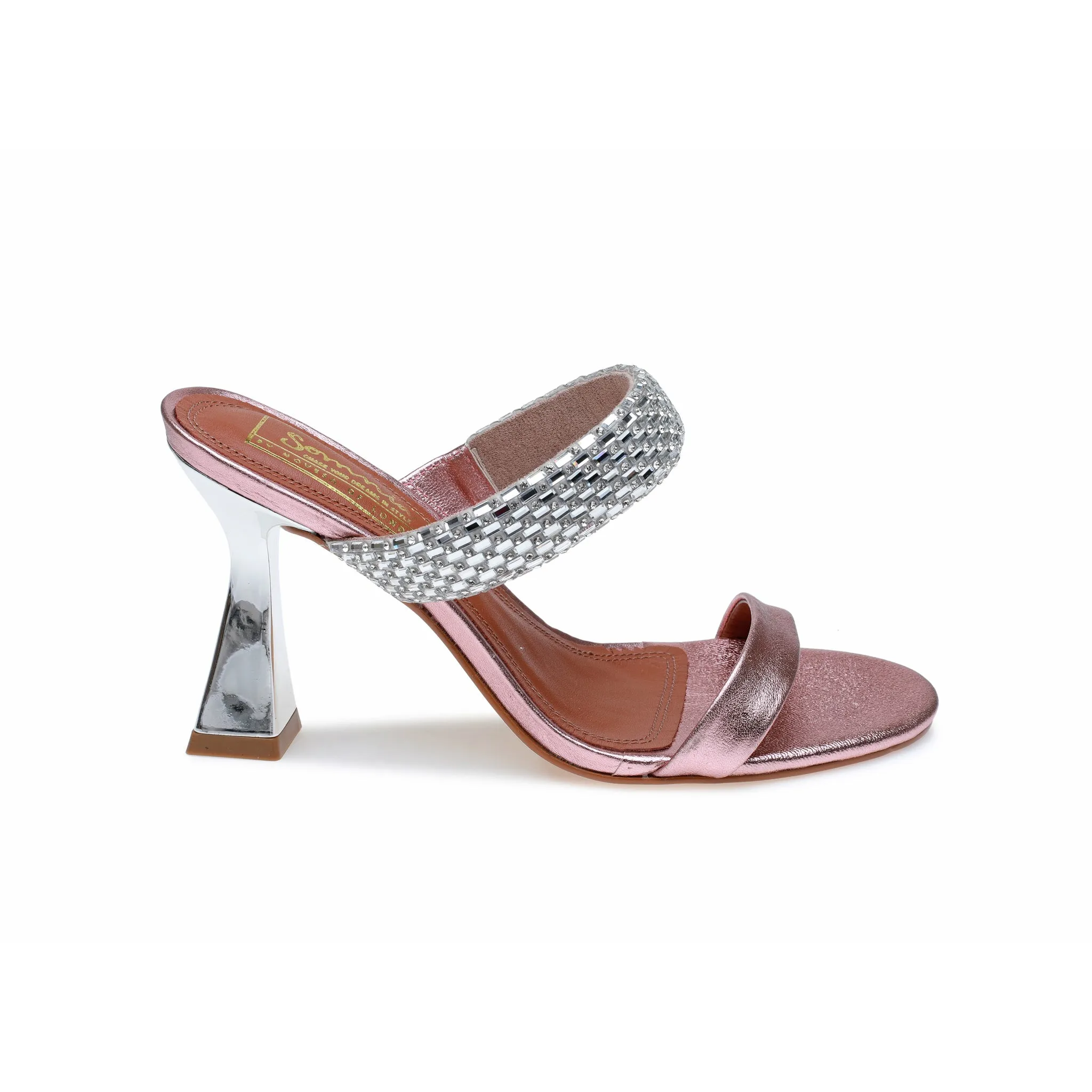 Metallic Rose Gold Mule with Jewels