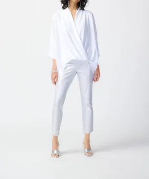 Metallic Slim Crop Pants In White/silver