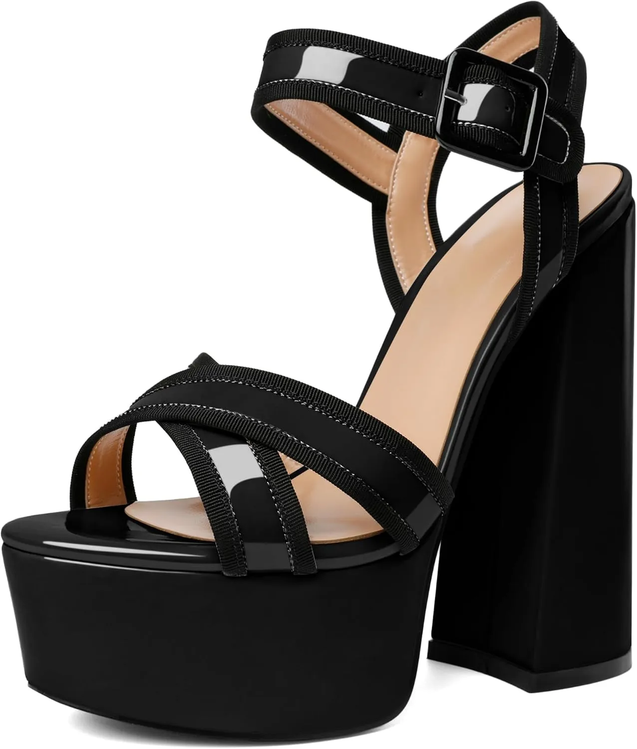 Mettesally Women's Chunky Platform Heels Open Toe Ankle Strap Block Heel Sandals Party Summer Shoes