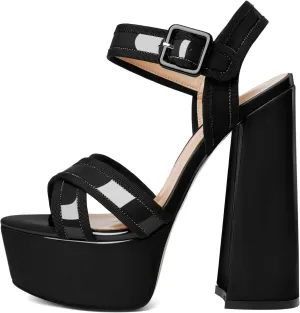 Mettesally Women's Chunky Platform Heels Open Toe Ankle Strap Block Heel Sandals Party Summer Shoes