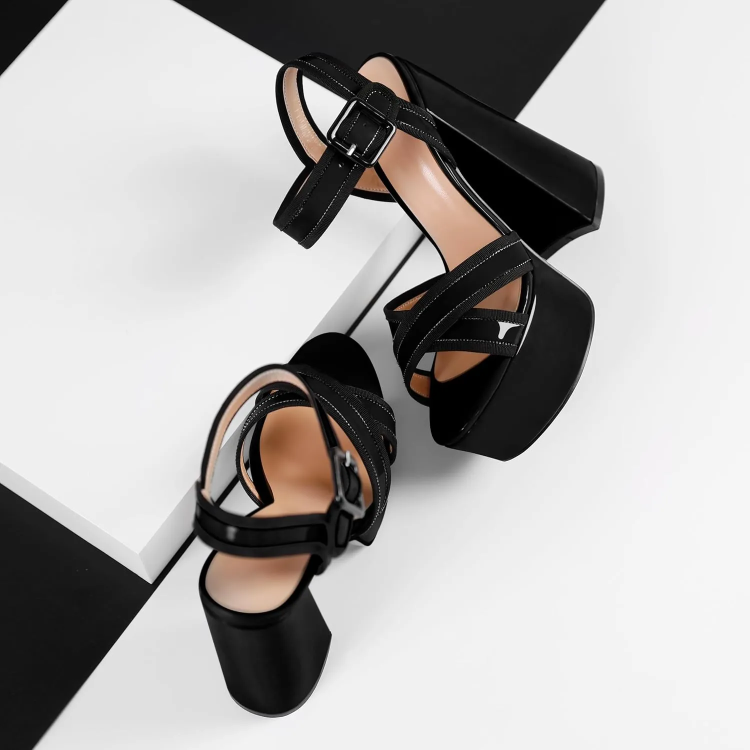 Mettesally Women's Chunky Platform Heels Open Toe Ankle Strap Block Heel Sandals Party Summer Shoes