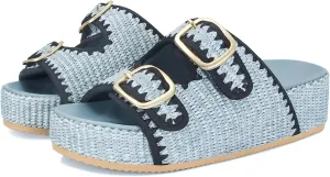 MICIFA Platform Sandals for Women Espadrille Wedges Summer Beach Sandals Comfortable Cute Woven Straw Crochet Sandals Shoes Casual Adjustable Double Buckle Strap Sandals