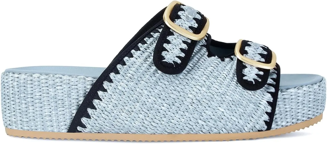 MICIFA Platform Sandals for Women Espadrille Wedges Summer Beach Sandals Comfortable Cute Woven Straw Crochet Sandals Shoes Casual Adjustable Double Buckle Strap Sandals