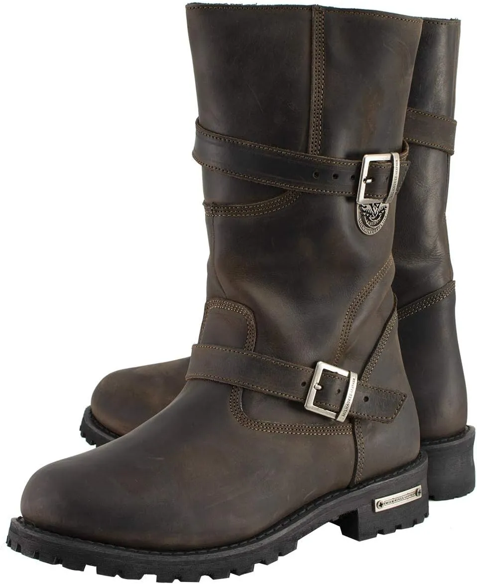 Milwaukee Leather MBM9063 Men's Classic Distressed Brown Leather Motorcycle Engineer Riding Biker Boots - 11