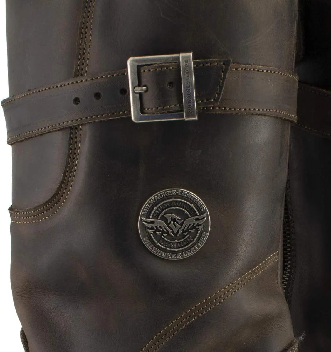 Milwaukee Leather MBM9063 Men's Classic Distressed Brown Leather Motorcycle Engineer Riding Biker Boots - 11
