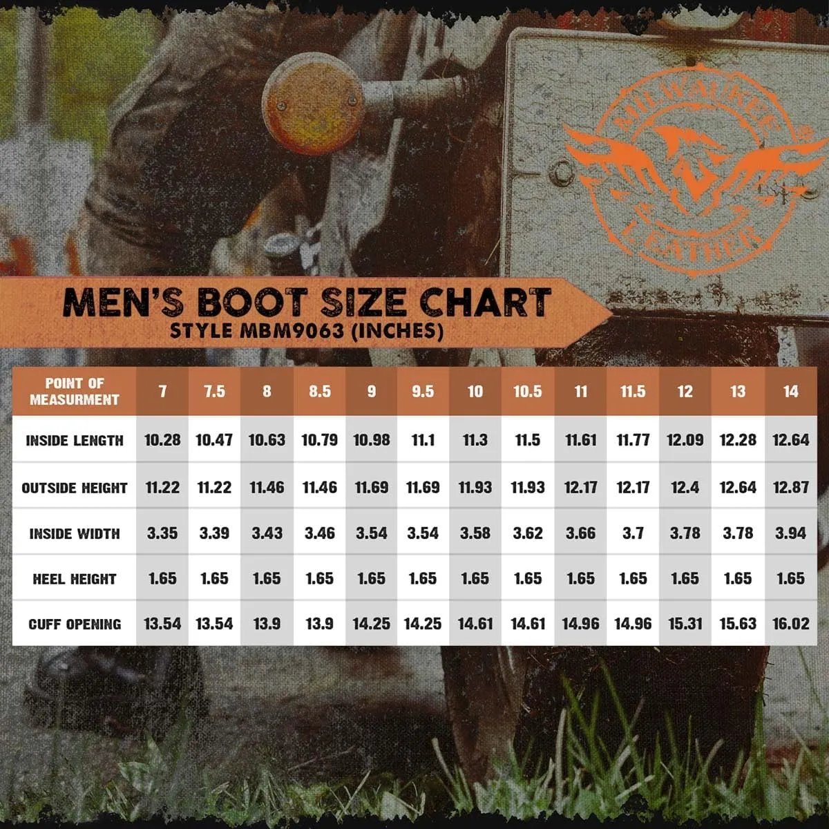 Milwaukee Leather MBM9063 Men's Classic Distressed Brown Leather Motorcycle Engineer Riding Biker Boots - 11