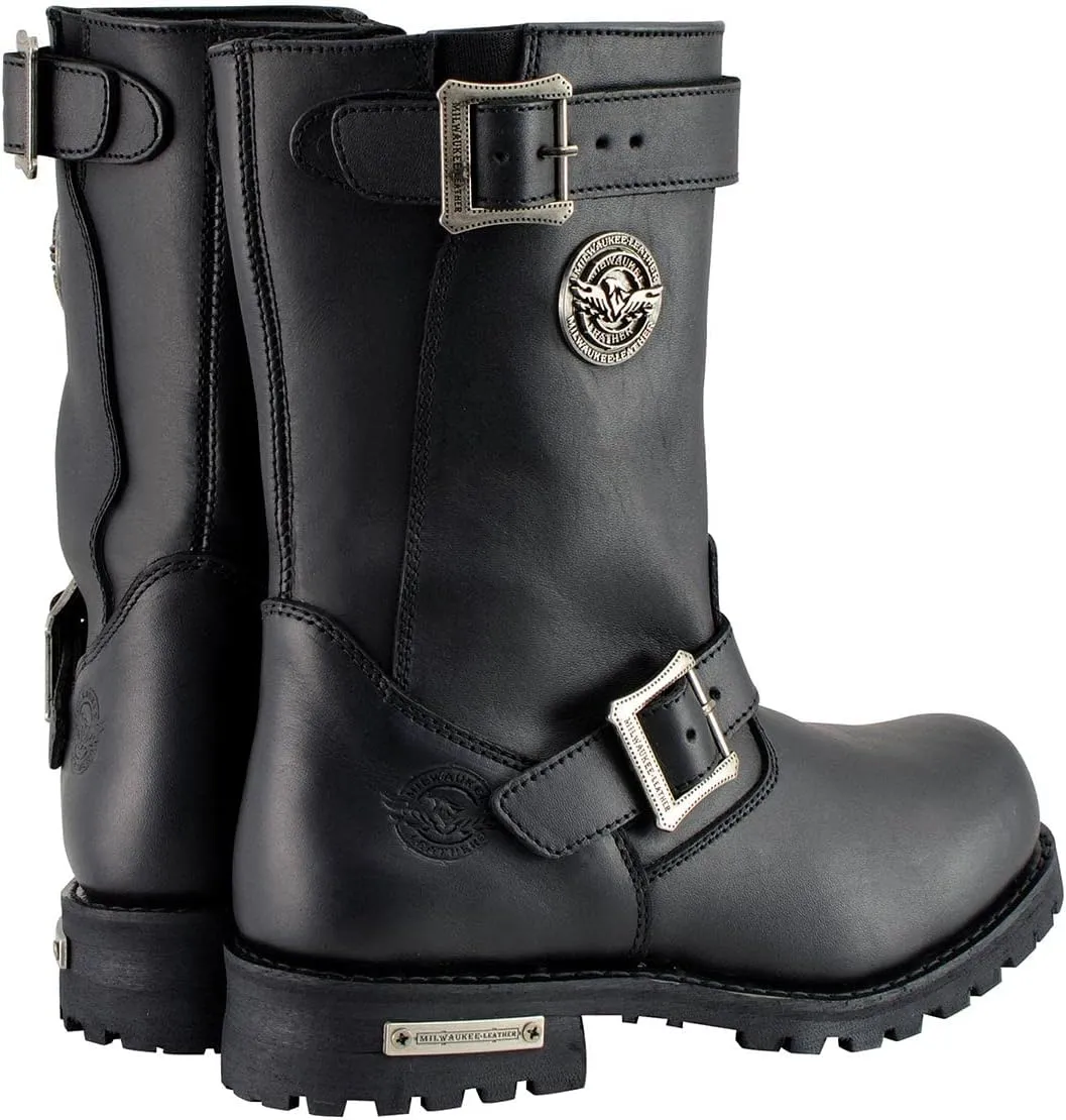 Milwaukee Leather Men's Black 11-Inch Classic Engineer Motorcycle Leather Boots MBM9020