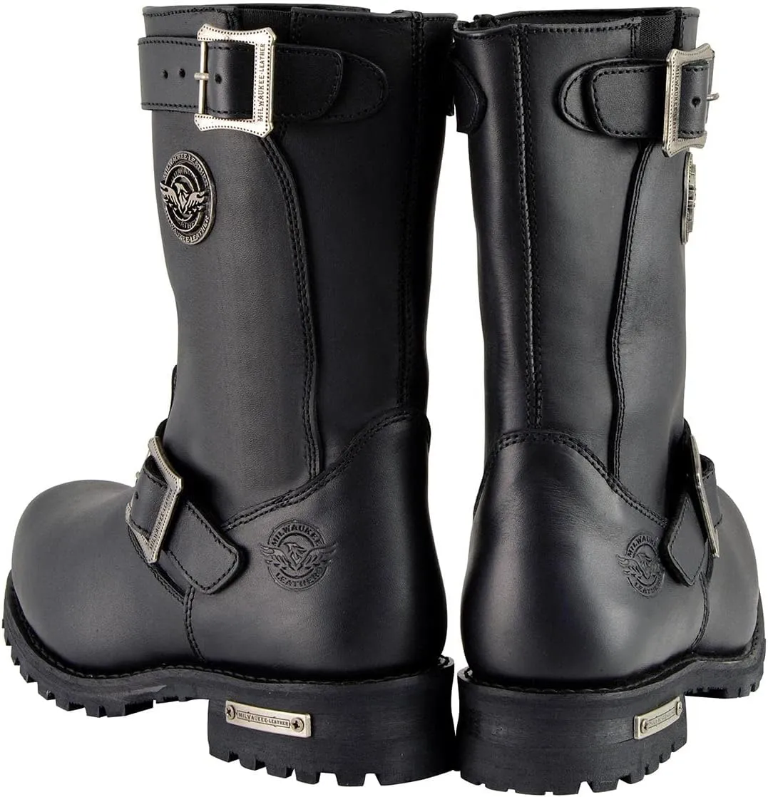Milwaukee Leather Men's Black 11-Inch Classic Engineer Motorcycle Leather Boots MBM9020