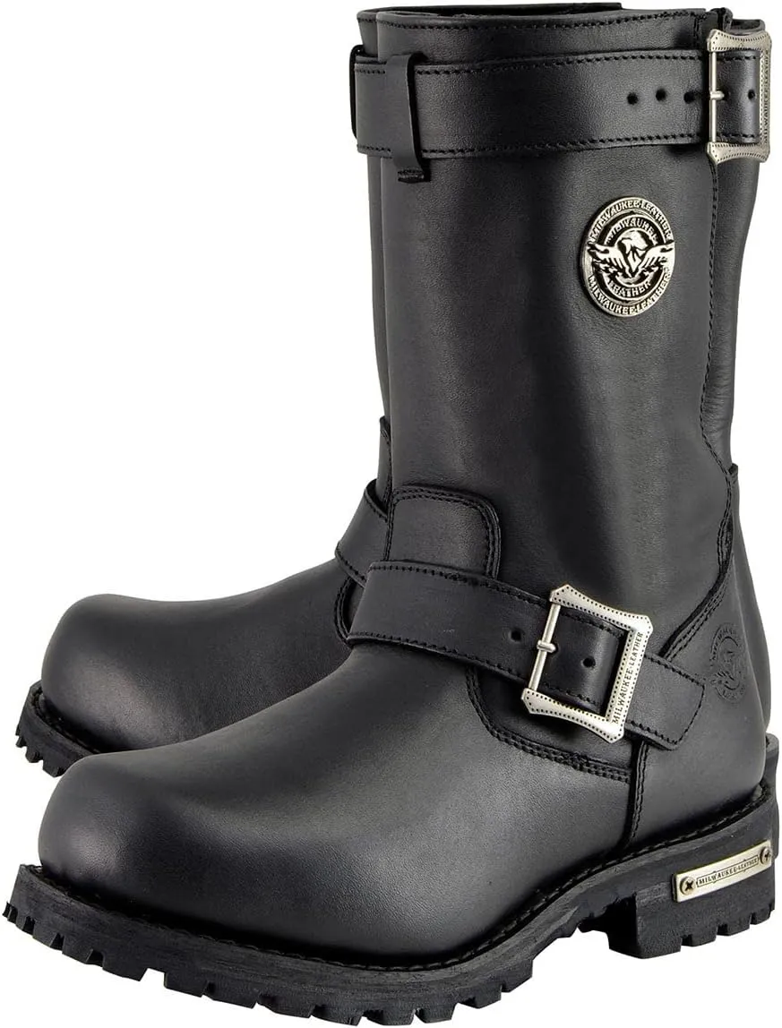 Milwaukee Leather Men's Black 11-Inch Classic Engineer Motorcycle Leather Boots MBM9020