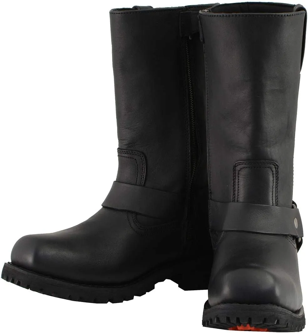 Milwaukee Leather Men's Wide-Width Classic Black Leather 11-Inch Square Toe Motorcycle Harness Boots MBM131W