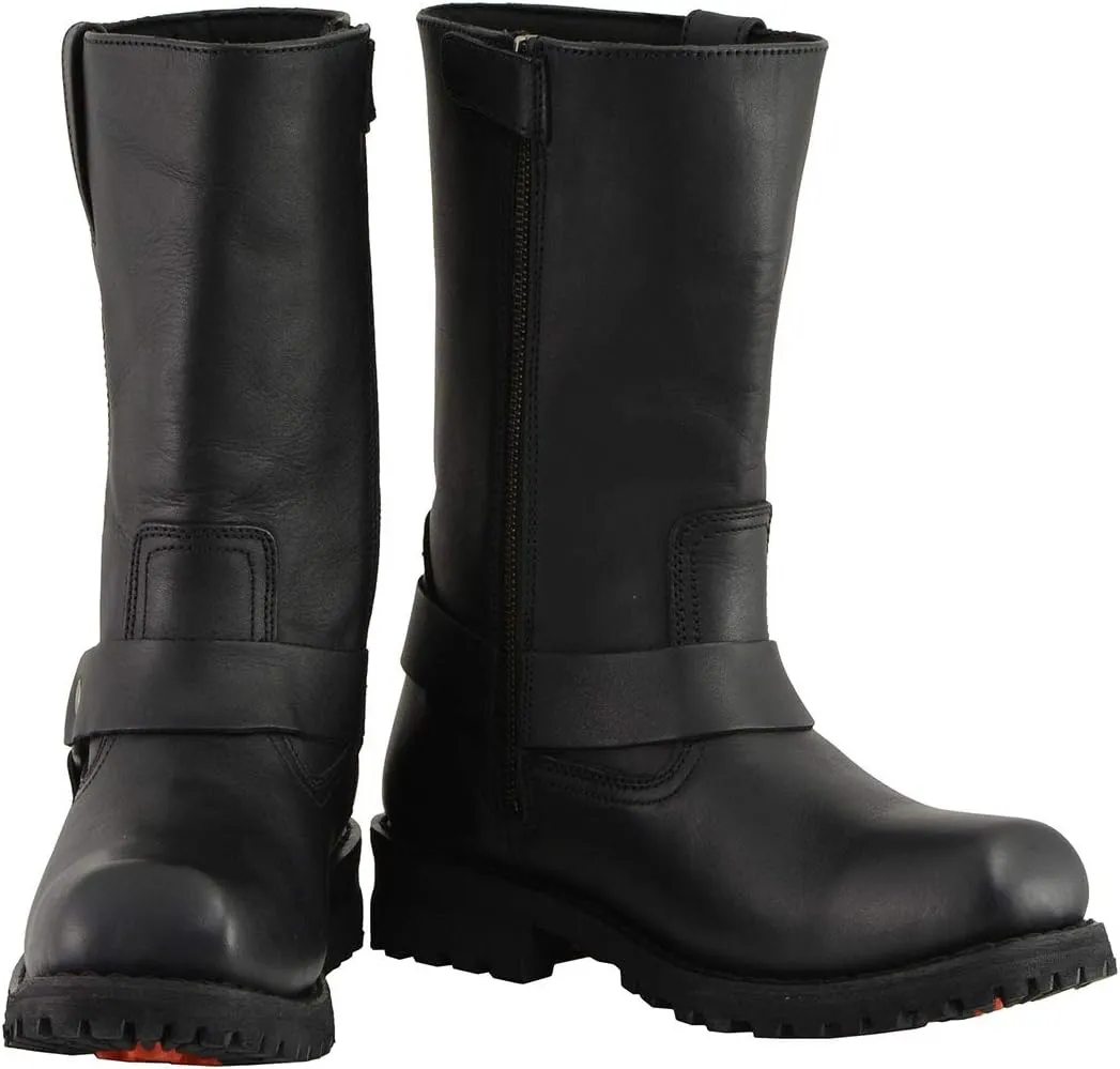 Milwaukee Leather Men's Wide-Width Classic Black Leather 11-Inch Square Toe Motorcycle Harness Boots MBM131W