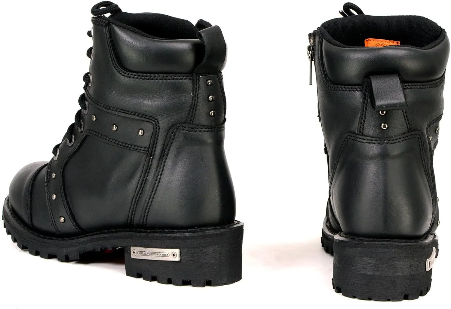 Milwaukee Leather Women's Black Premium Leather Motorcycle Riding Boots w/Lace-Up and Side Zipper Closure MBL9319