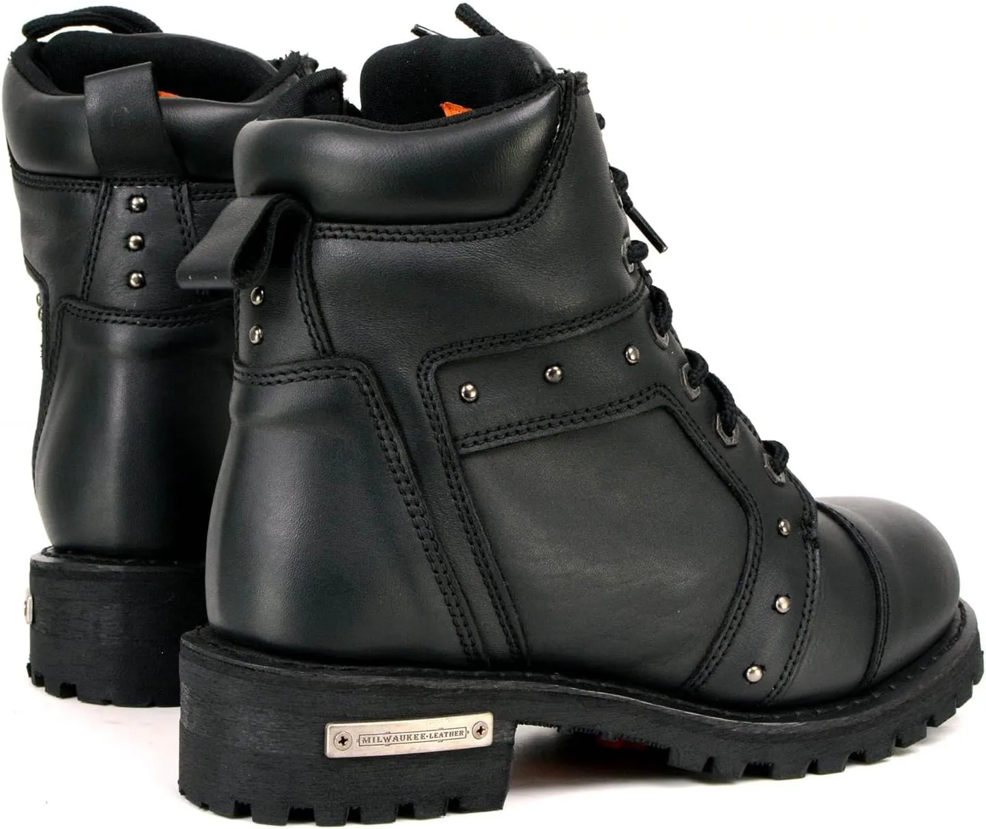 Milwaukee Leather Women's Black Premium Leather Motorcycle Riding Boots w/Lace-Up and Side Zipper Closure MBL9319