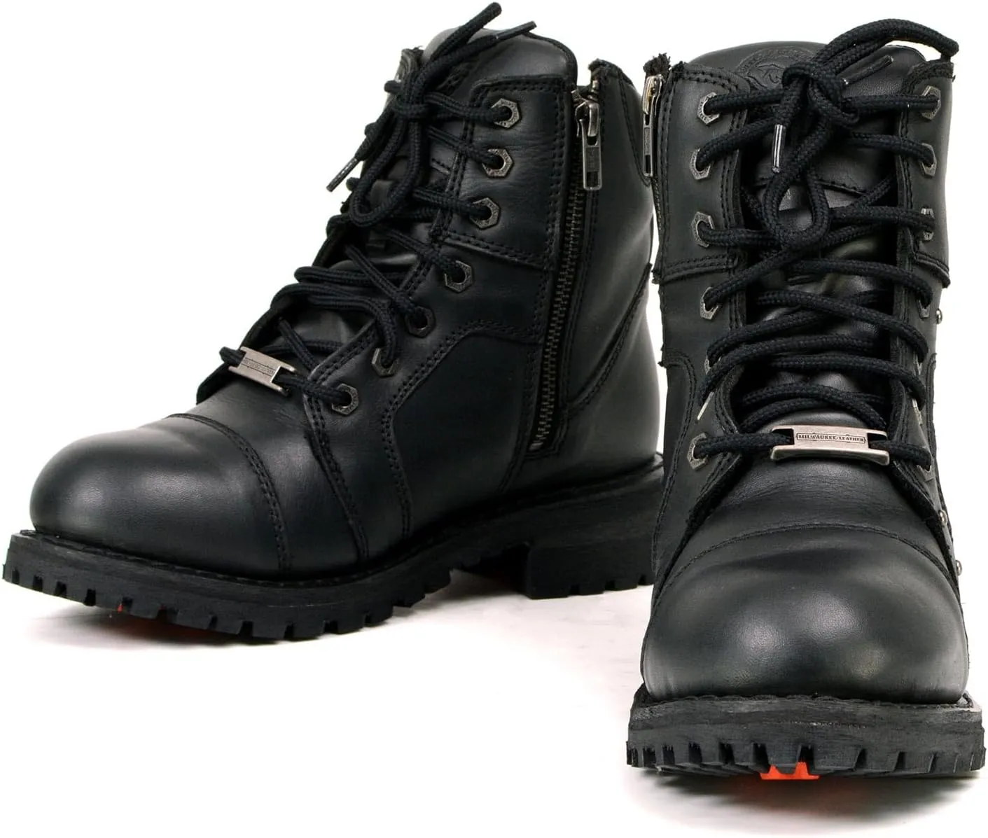 Milwaukee Leather Women's Black Premium Leather Motorcycle Riding Boots w/Lace-Up and Side Zipper Closure MBL9319