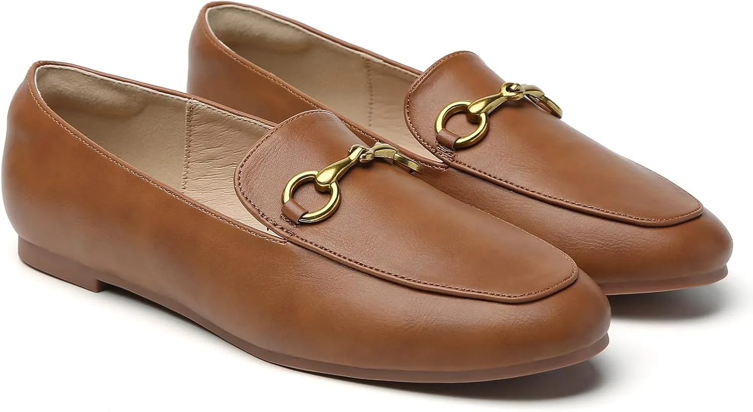 Minorsu Buckle Loafers for Women Slip On Round Toe Dress Flats Business Casual Work Driving Shoes