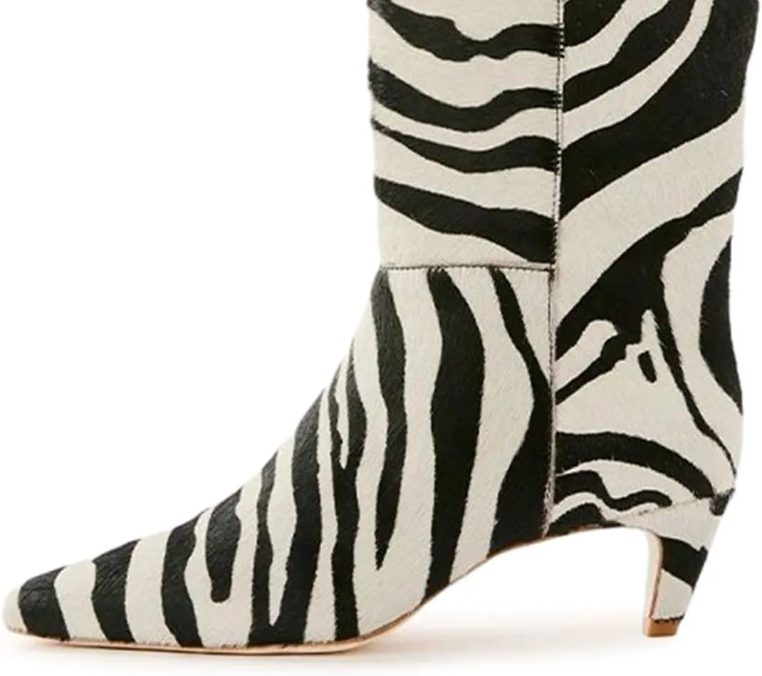 miss left Women Stretchy Knee High Boot Closed Square Toe Low Kitten Heel Winter Fall Tall Boots Party Dress Shoes Size 4-16 US