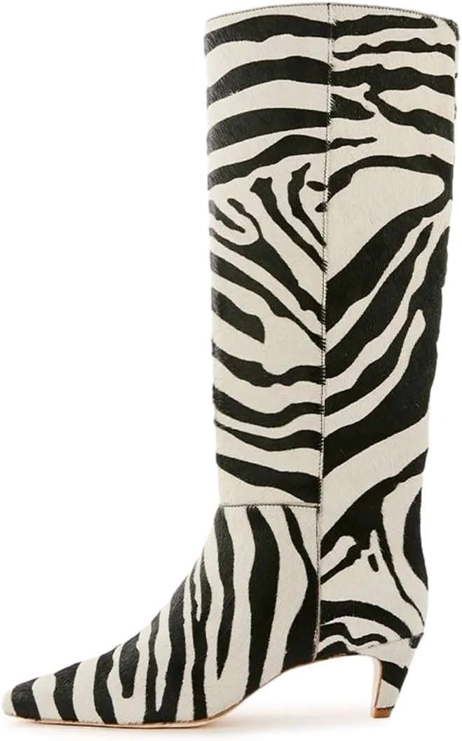 miss left Women Stretchy Knee High Boot Closed Square Toe Low Kitten Heel Winter Fall Tall Boots Party Dress Shoes Size 4-16 US