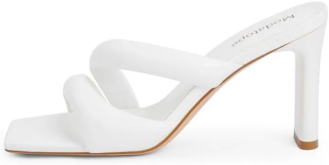 Modatope Heeled Mules for Women Square Toe Heels Chunky Block Heeled Sandals Dress Shoes