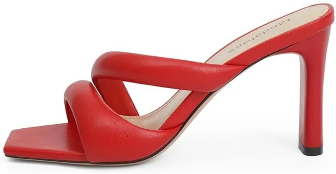 Modatope Heeled Mules for Women Square Toe Heels Chunky Block Heeled Sandals Dress Shoes