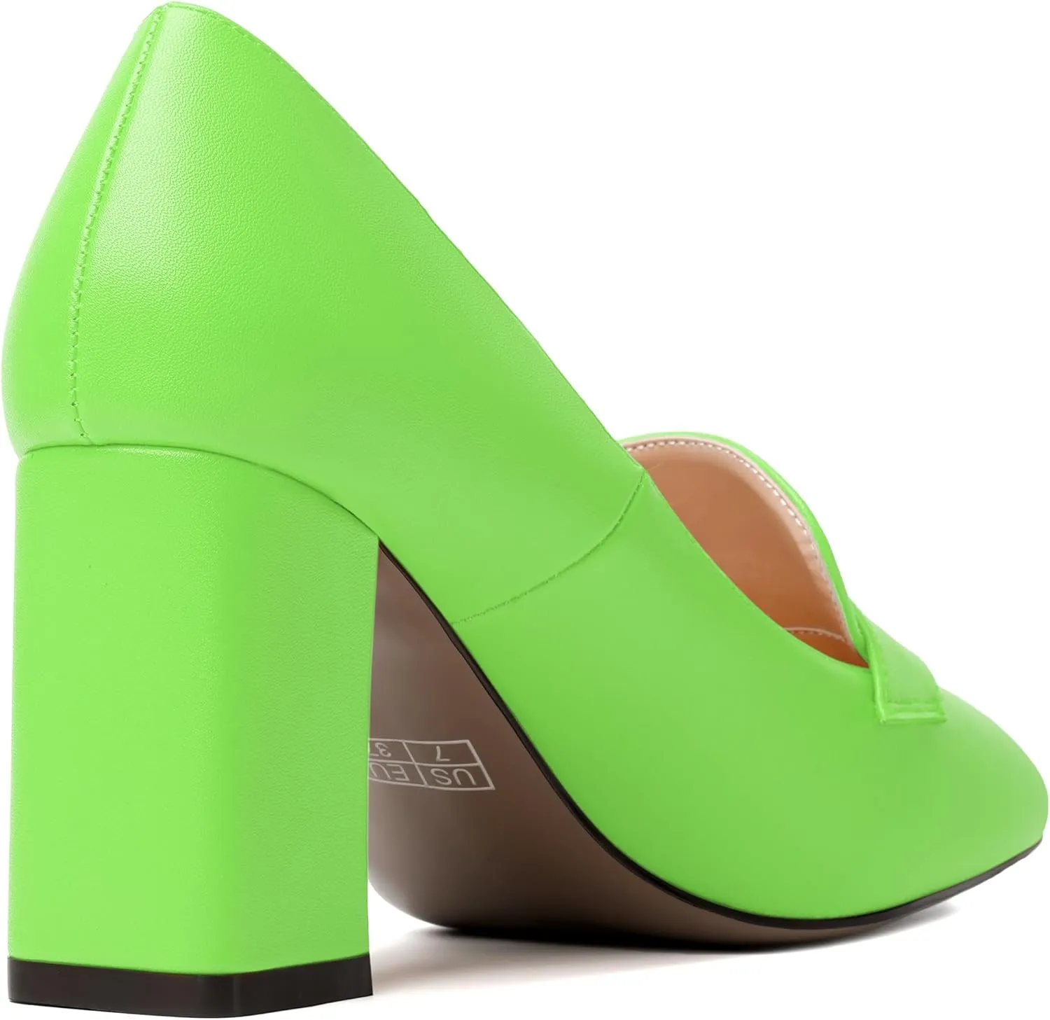 MODENCOCO Womens Sexy Formal Matte Slip On Square Toe Work Block High Heel Loafers Shoes 3.5 Inch