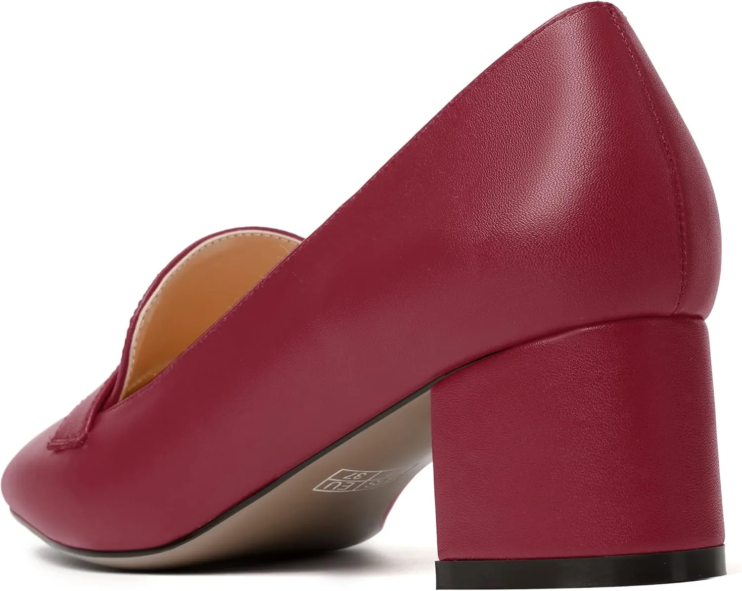 MODENCOCO Womens Square Toe Slip On Comfortable Casual Matte Work Chunky Low Heel Loafers Shoes 2 Inch