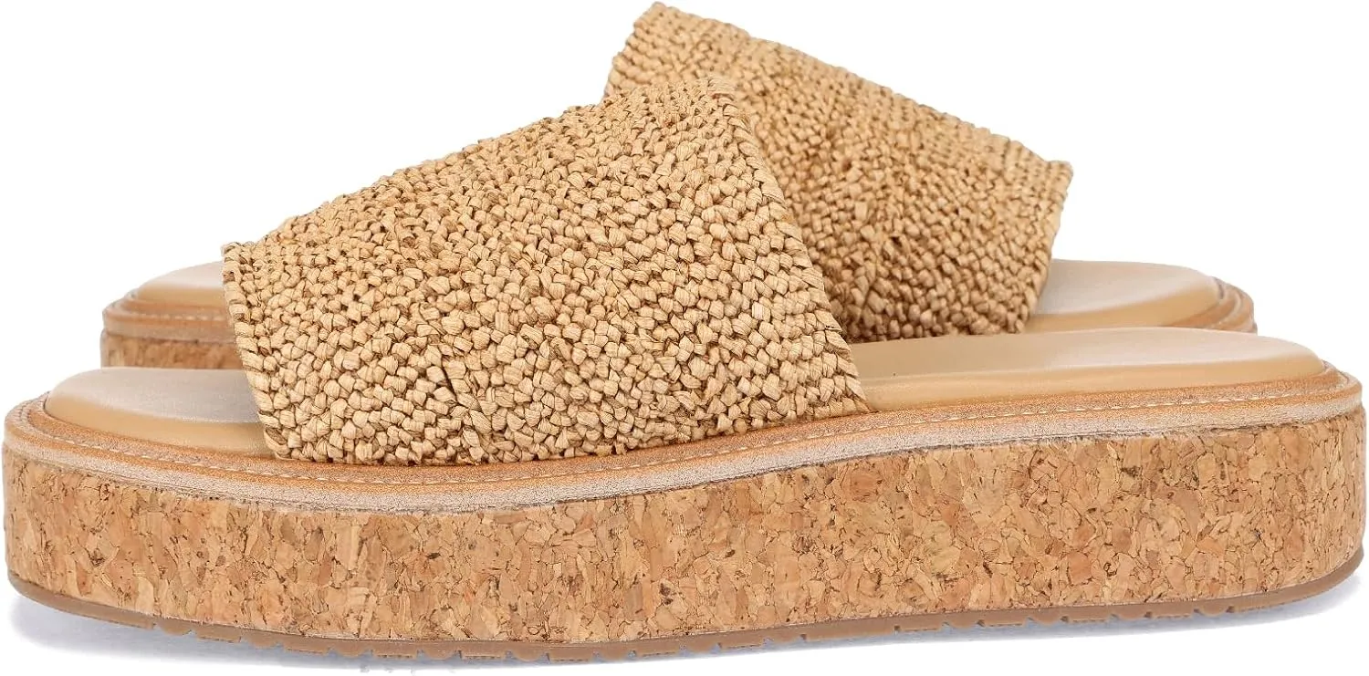 Monrovia Platform Sandals Women – Raffia Espadrilles Slip On Slides, Comfortable Summer Wedge Sandals, Straw Beach Shoes 2025