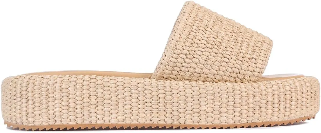 Monrovia Platform Sandals Women – Raffia Espadrilles Slip On Slides, Comfortable Summer Wedge Sandals, Straw Beach Shoes 2025