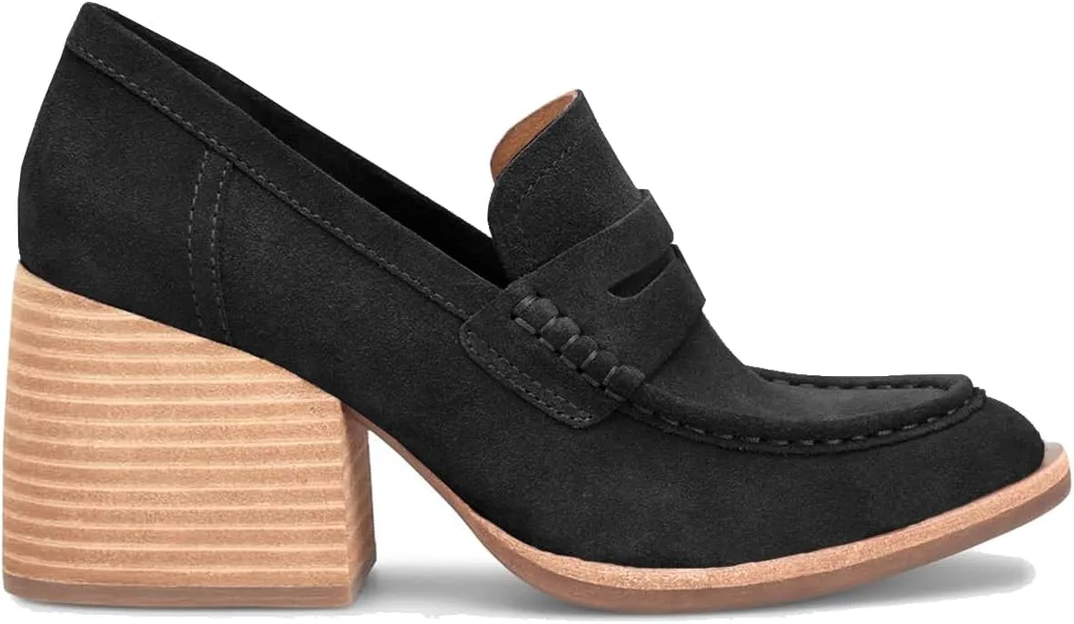 MOOMMO Women Chunky Platform Loafers Pumps Closed Round Toe Slip On Penny Loafers Block High Heels Suede Oxford Shoes Formal Classic