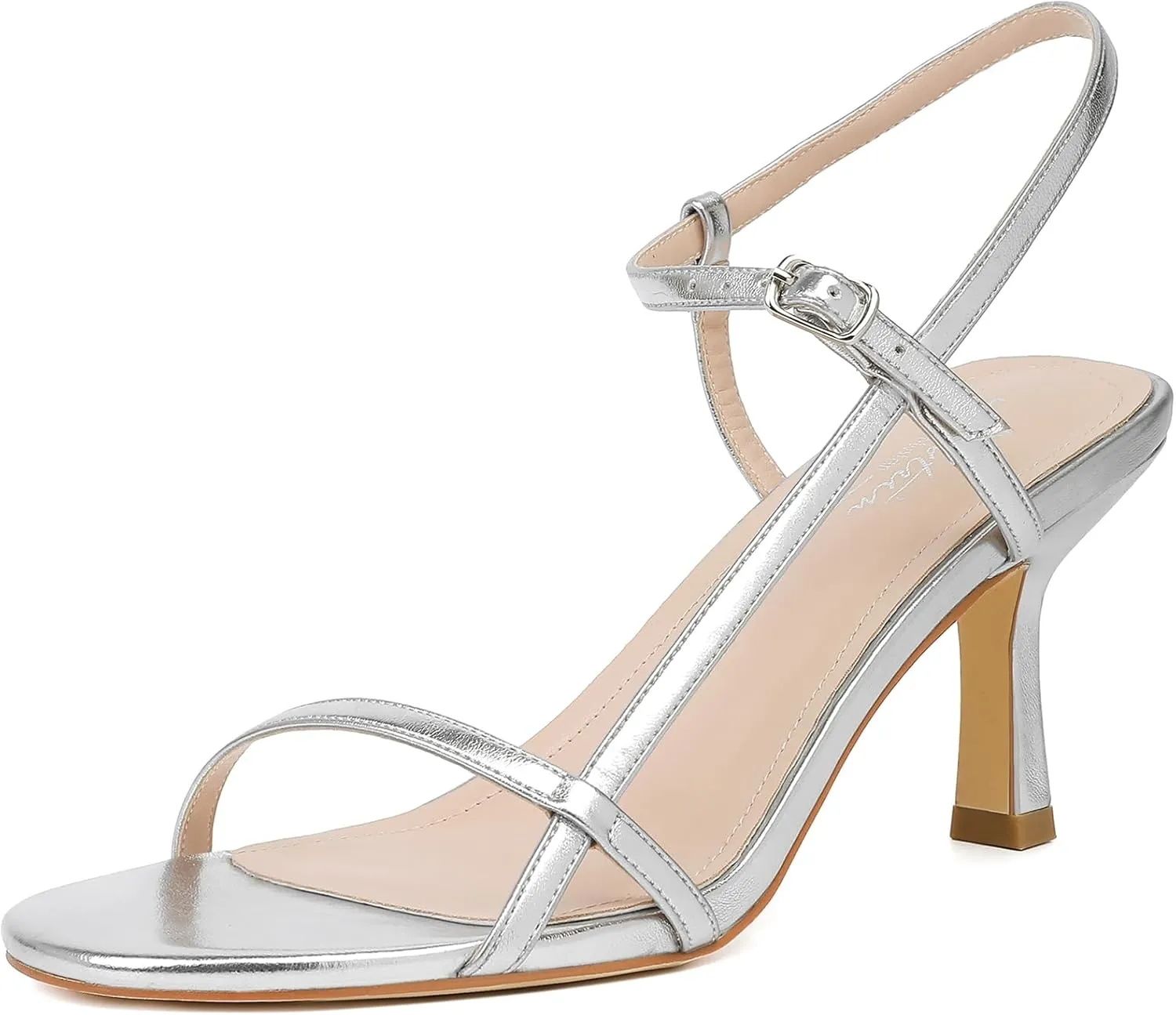 Mostrin Heels for Women Strappy Sandals Square Open Toe High Heel Sandals Ankle Strap Stiletto Heels for Party Wedding