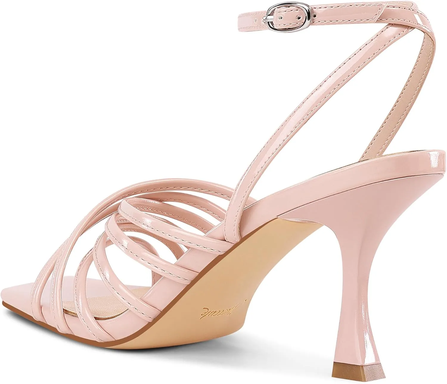 MUCCCUTE Heels for Women Square Open Toe Heeled Sandals Strappy Heels Ankle Strap Comfort Weddings Dressy Prom Shoes