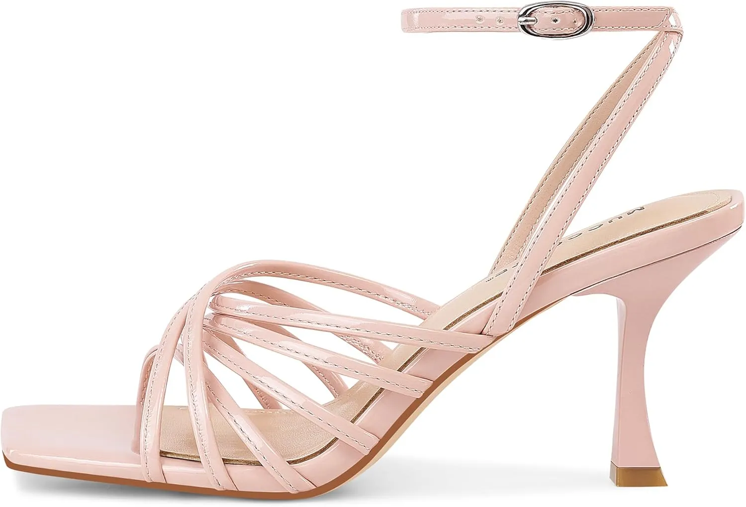MUCCCUTE Heels for Women Square Open Toe Heeled Sandals Strappy Heels Ankle Strap Comfort Weddings Dressy Prom Shoes