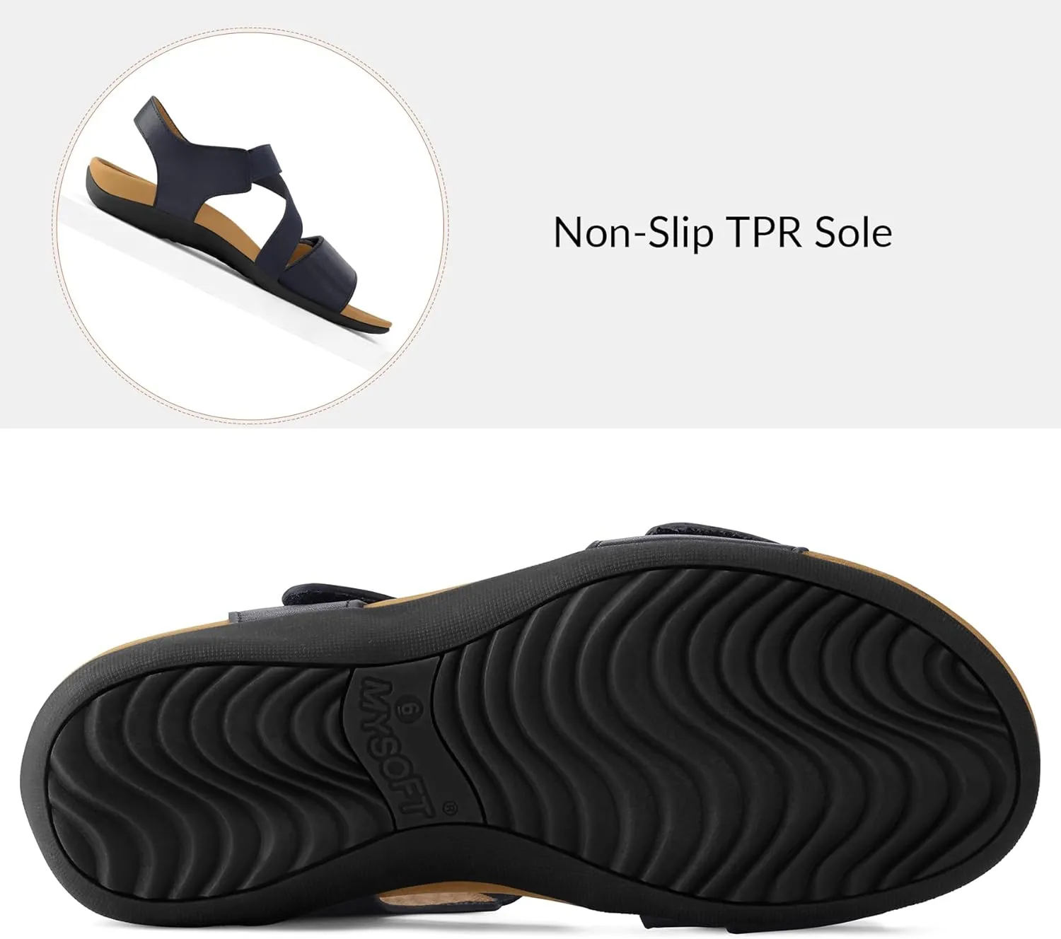 mysoft Women's Arch Support Sandals Orthotic Comfortable Walking Sandals Lightweight Adjustable Summer Outdoor Shoes