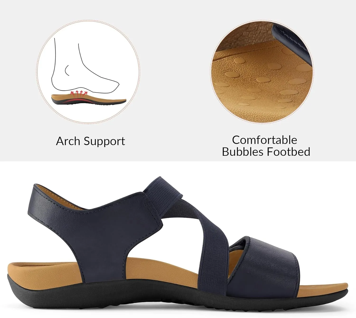 mysoft Women's Arch Support Sandals Orthotic Comfortable Walking Sandals Lightweight Adjustable Summer Outdoor Shoes