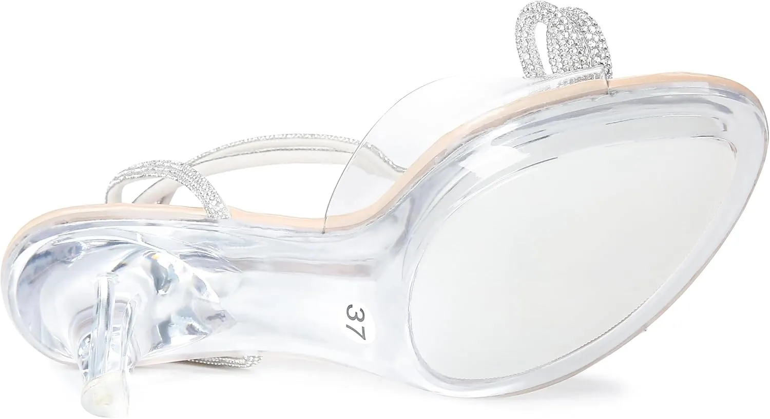 NBUUNBU Rhinestone Bowknot Strappy Clear Heels for Women - Ankle Strap Platform Sandals With Transparent High Heel - Sexy Crystal Slingback Stiletto Open Toe Comfy Party Wedding Shoes Mules Pump