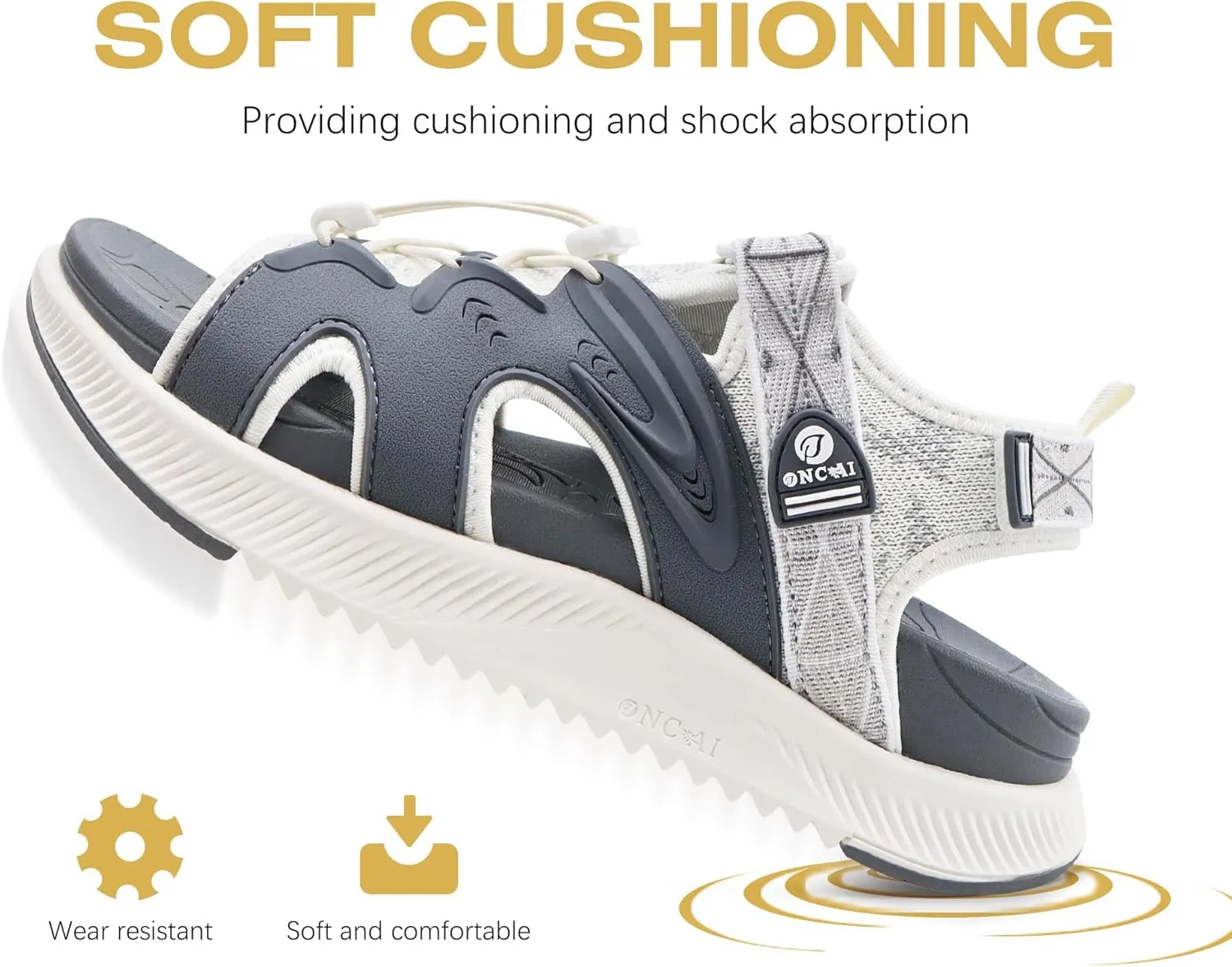 ONCAI Walking Sandals for Women,Sport Athletic Hiking Sandals With Arch Support Orthotic Outdoor Footbed for Plantar Fasciitis, Sandalias Mujer with Adjustable Straps (US Size 6-12)