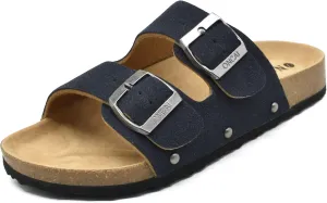 ONCAI Womens Flat Slide Sandals with Arch Support 2 Strap Adjustable Buckle Slip on Slides Shoes Non Slip Rubber Sole