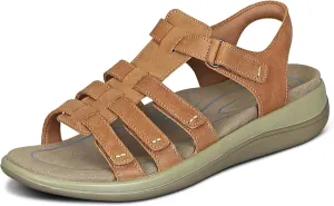 Orthofeet Women's Orthopedic Camel Leather Amalfi Adjustable Sandals, Size 10.5 Wide