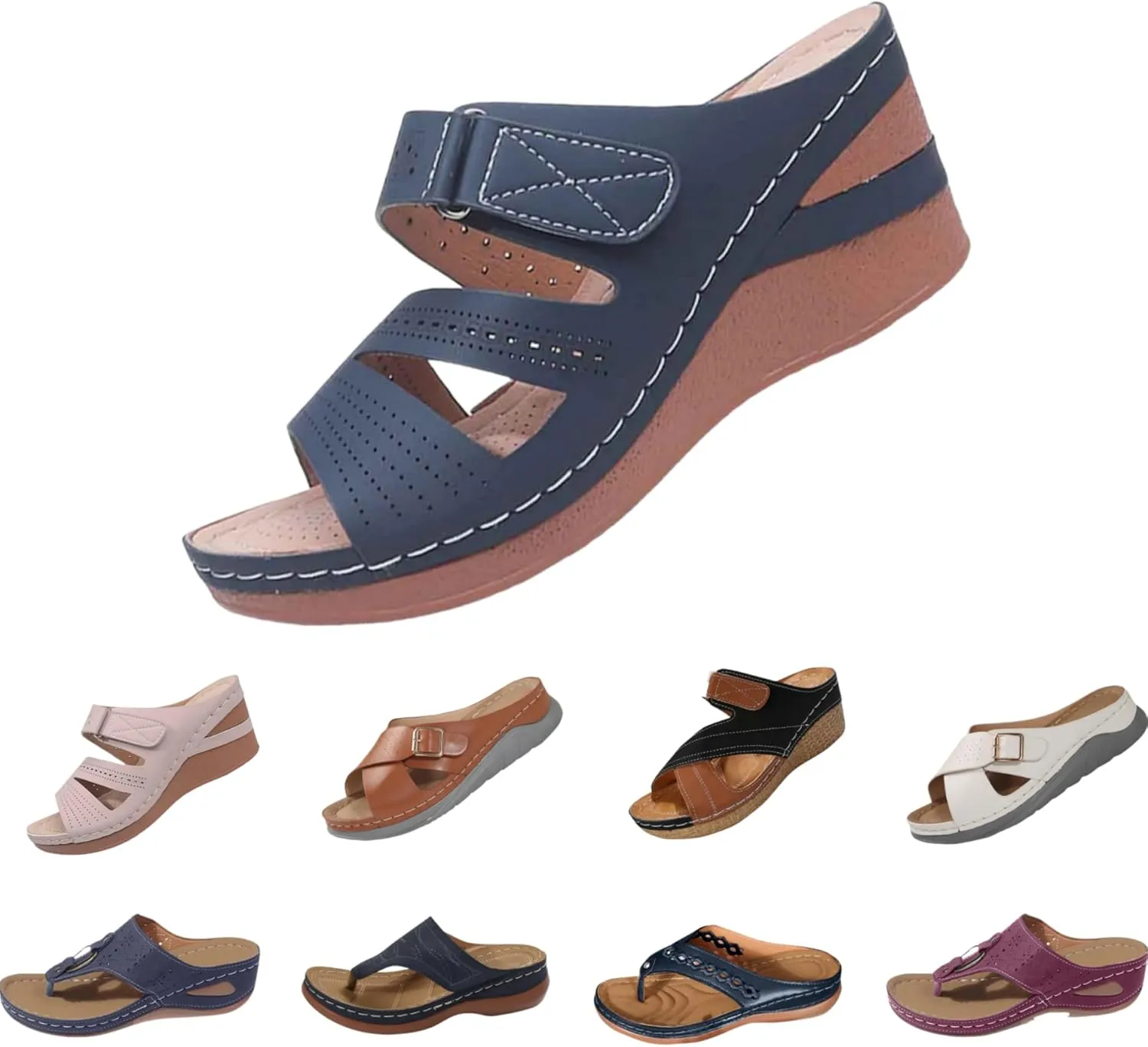 Orthopedic Sandals for Women 2025 Spring Platform Sandal Fashion Wedges Slip On Flip Flops Casual Comfortable Open Toe Dressy Summer Beach Shoes for Vacation