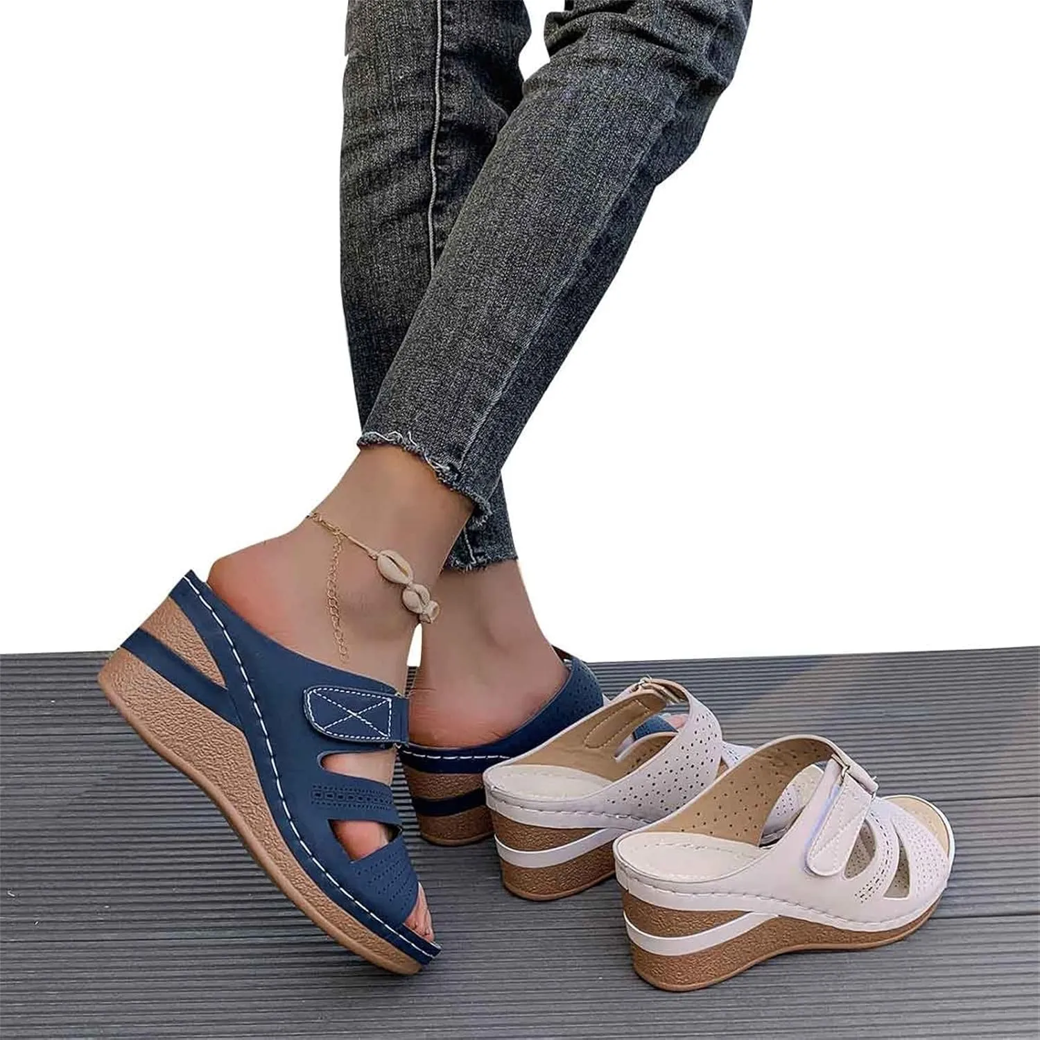 Orthopedic Sandals for Women 2025 Spring Platform Sandal Fashion Wedges Slip On Flip Flops Casual Comfortable Open Toe Dressy Summer Beach Shoes for Vacation