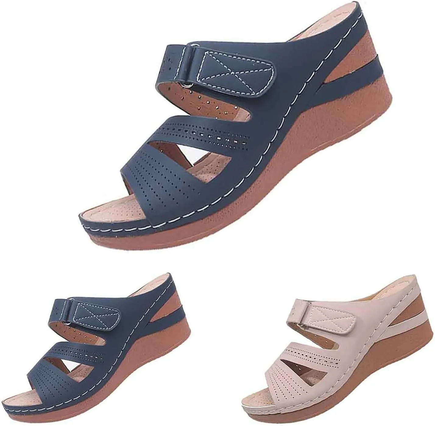 Orthopedic Sandals for Women 2025 Spring Platform Sandal Fashion Wedges Slip On Flip Flops Casual Comfortable Open Toe Dressy Summer Beach Shoes for Vacation