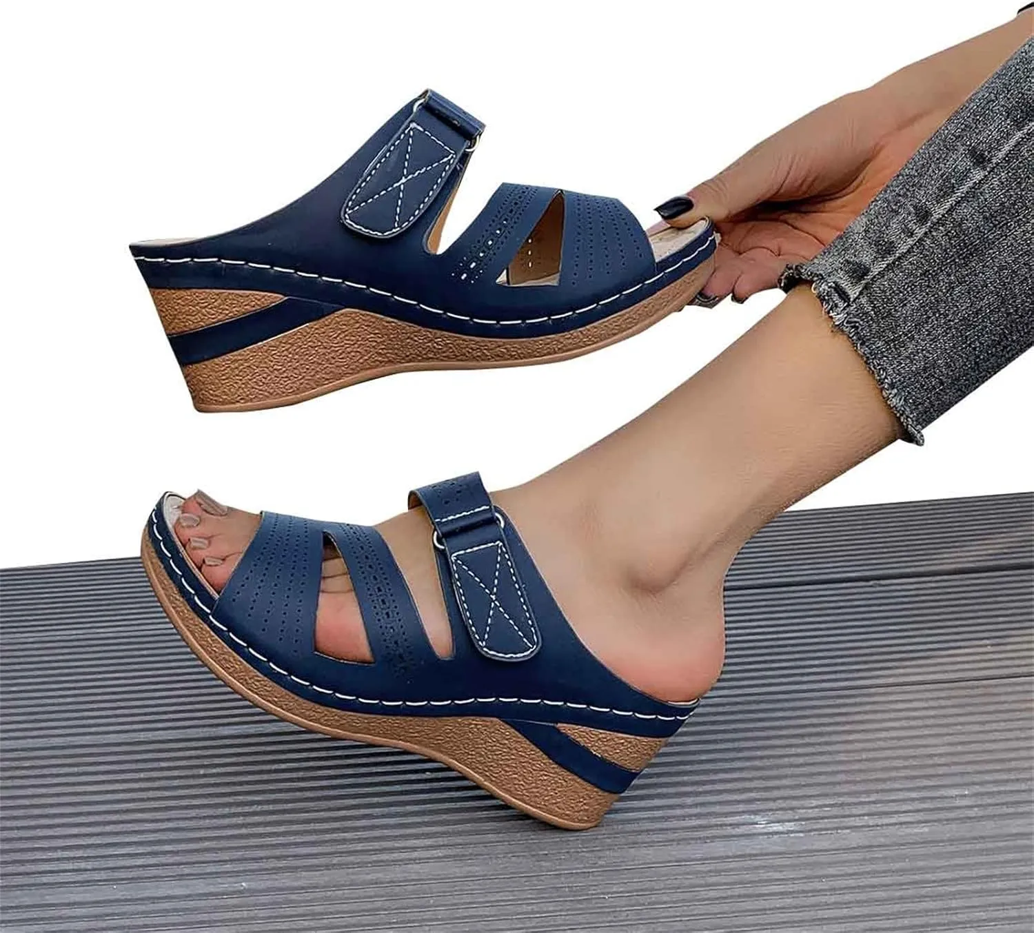 Orthopedic Sandals for Women 2025 Spring Platform Sandal Fashion Wedges Slip On Flip Flops Casual Comfortable Open Toe Dressy Summer Beach Shoes for Vacation