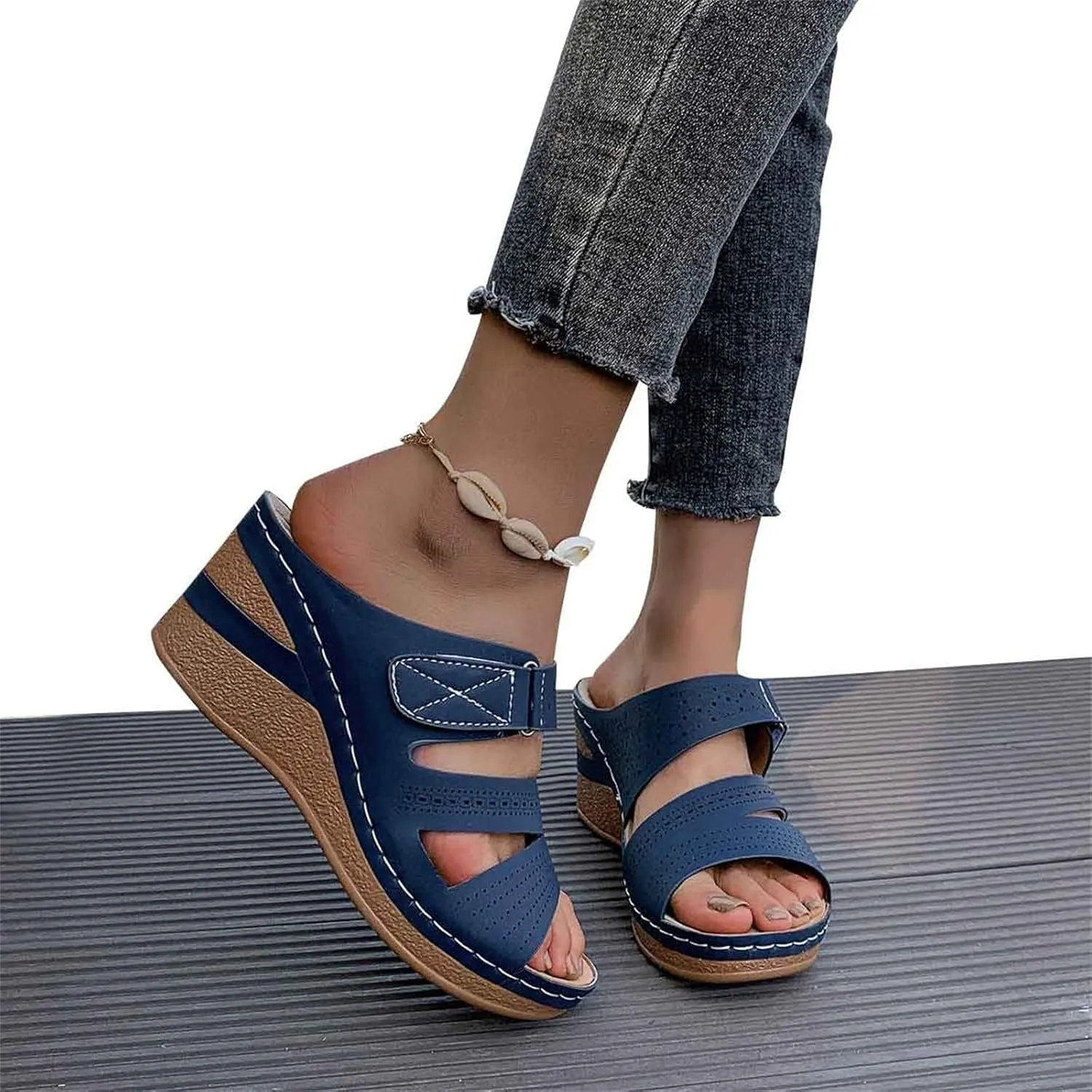 Orthopedic Sandals for Women 2025 Spring Platform Sandal Fashion Wedges Slip On Flip Flops Casual Comfortable Open Toe Dressy Summer Beach Shoes for Vacation