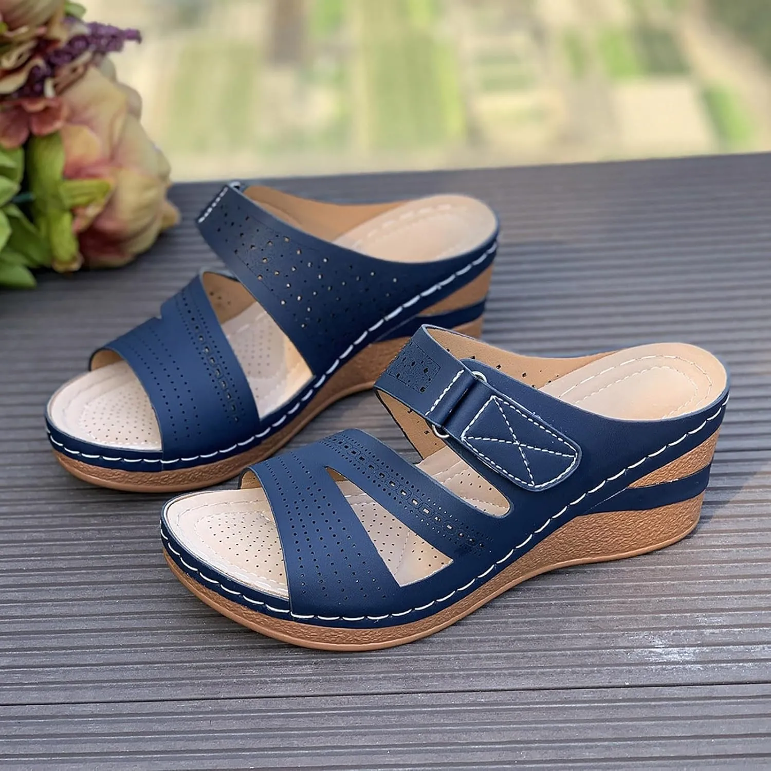 Orthopedic Sandals for Women 2025 Spring Platform Sandal Fashion Wedges Slip On Flip Flops Casual Comfortable Open Toe Dressy Summer Beach Shoes for Vacation