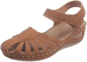 Orthopedic Sandals for Women Dressy Summer Closed Toe Breathable Arch Support Shoes Fisherman Wedge Heels Ankle Strap Wedges Casual Hollow Out Slides Adjustable Straps Comfortable Flat Sandal