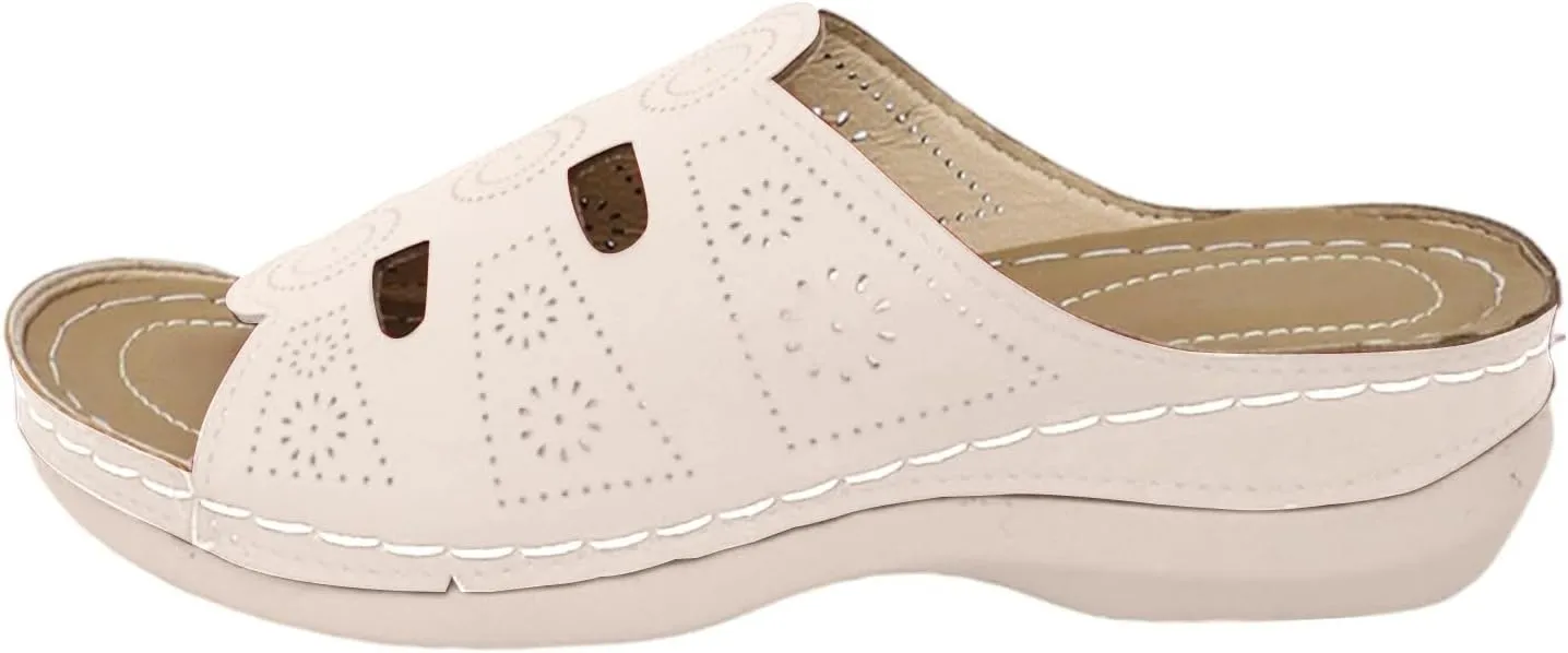 Orthopedic Sandals for Women Slip On Walking Slippers with Arch Support Cushion Platform Dressy Summer Flip Flops Wedge Comfortable Footbed Casual Damping Sole Support Low Heel Shoes